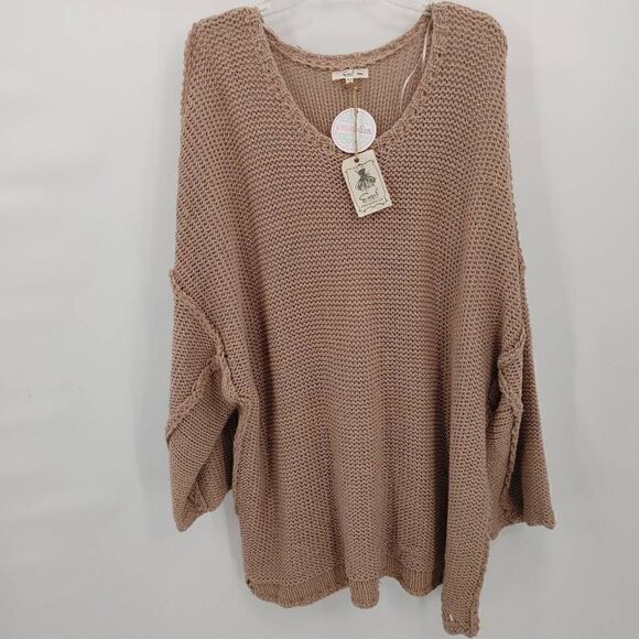 NWT Easel Los Angeles Plus Size 2X/3X Simple Answers Sweater Mauve.Armpit to ar - Picture 1 of 8
